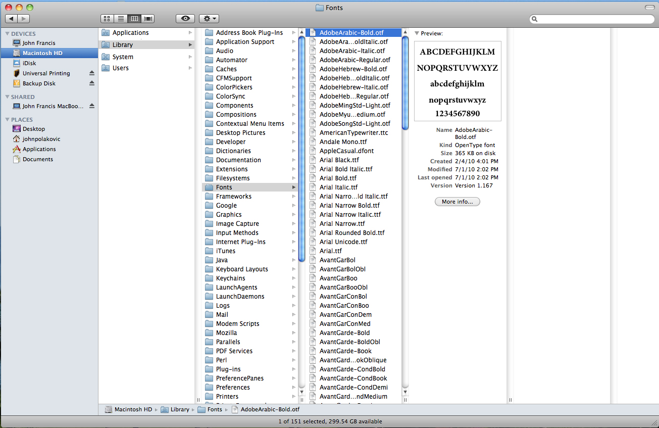 Mac Fonts Library Screen Shot